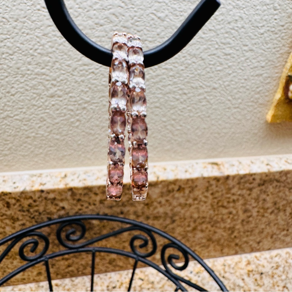 Rose Gold, Morganite Hoop Earrings